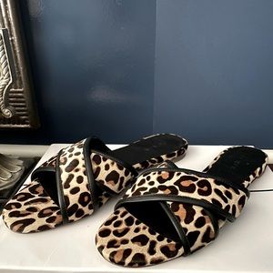 JCREW Cora Slide Sandals NWOT Size 8 Leopard Black